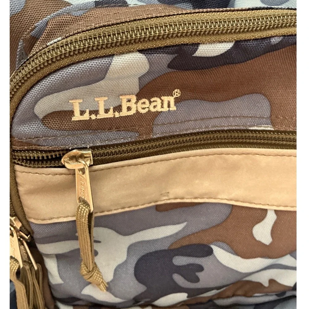 L.L. Bean Vintage Backpack‎ Blue Camo Reflective Strip One Size Gorpcore